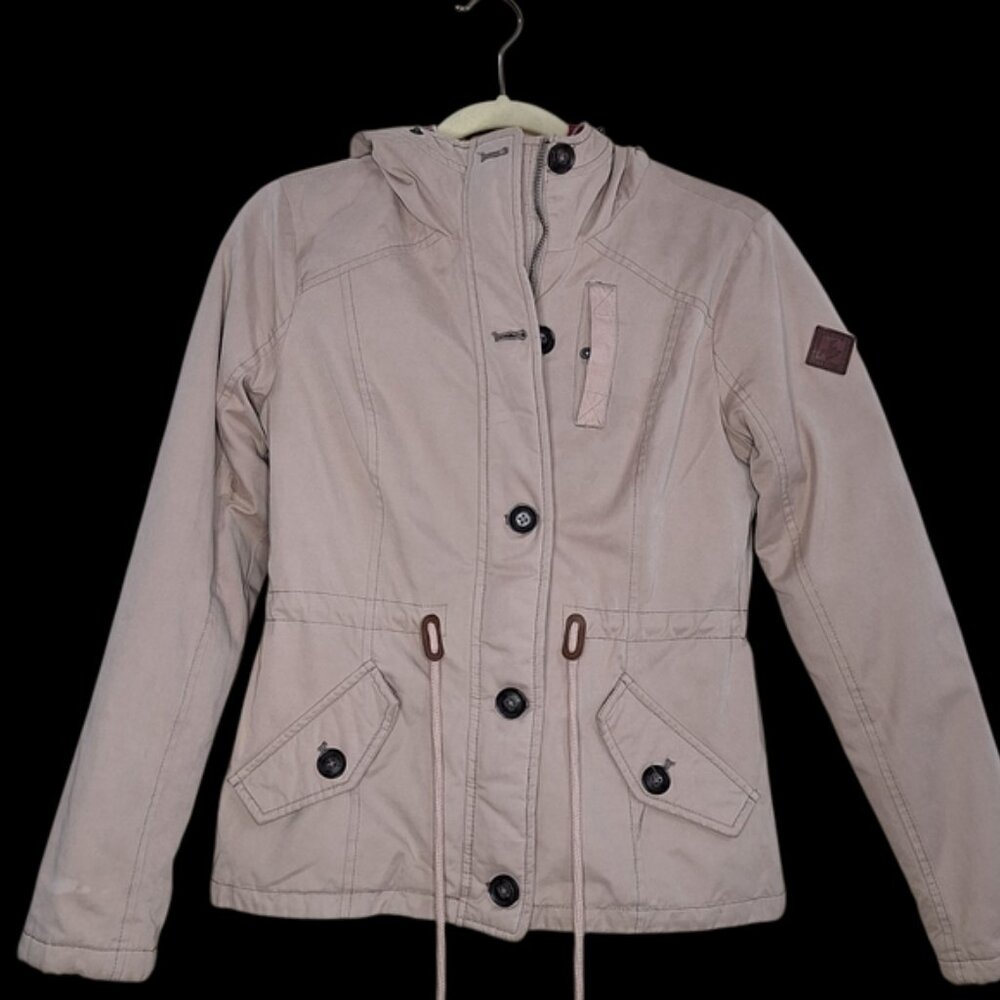 Hollister Y2K  Tan Utility Military Parka Jacket  Hooded Drawstring small